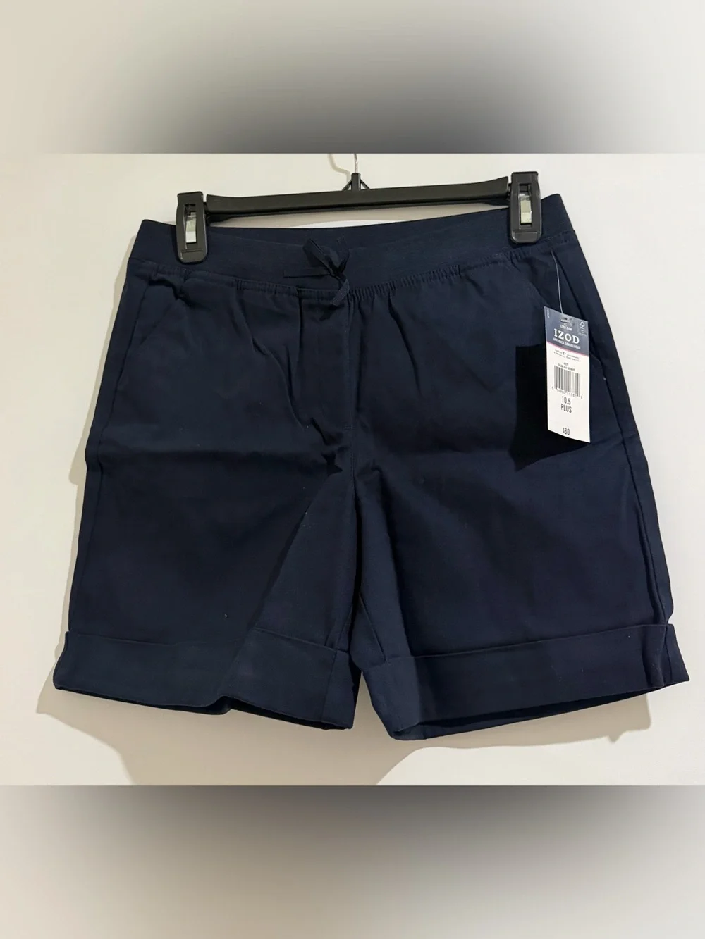Izod Girls Classic Navy Flat Front Uniform Shorts Size 10.5 plus